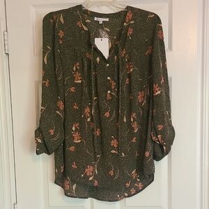 DR2 Green And Pink Floral Blouse